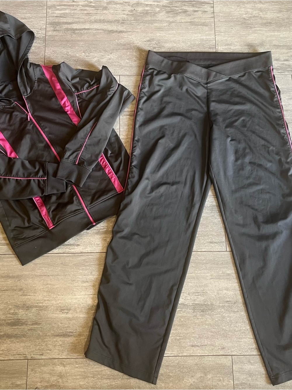 Vintage GAP Body Y2K Track Suit Set Women’s Large Gray Pink 2 Piece Athleisure
